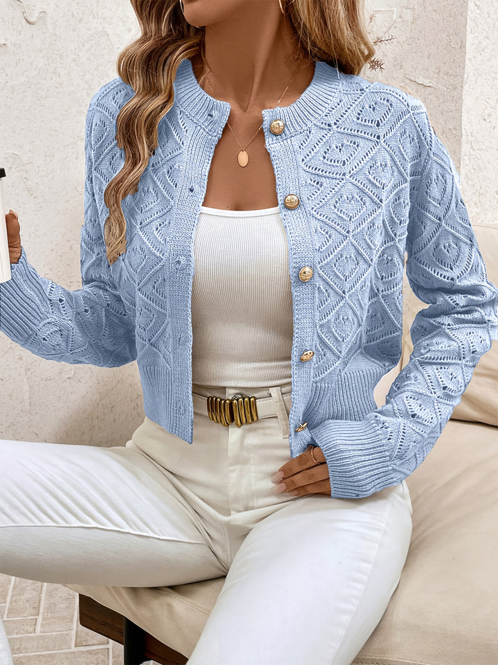 Della | Textured Button-Front Cardigan