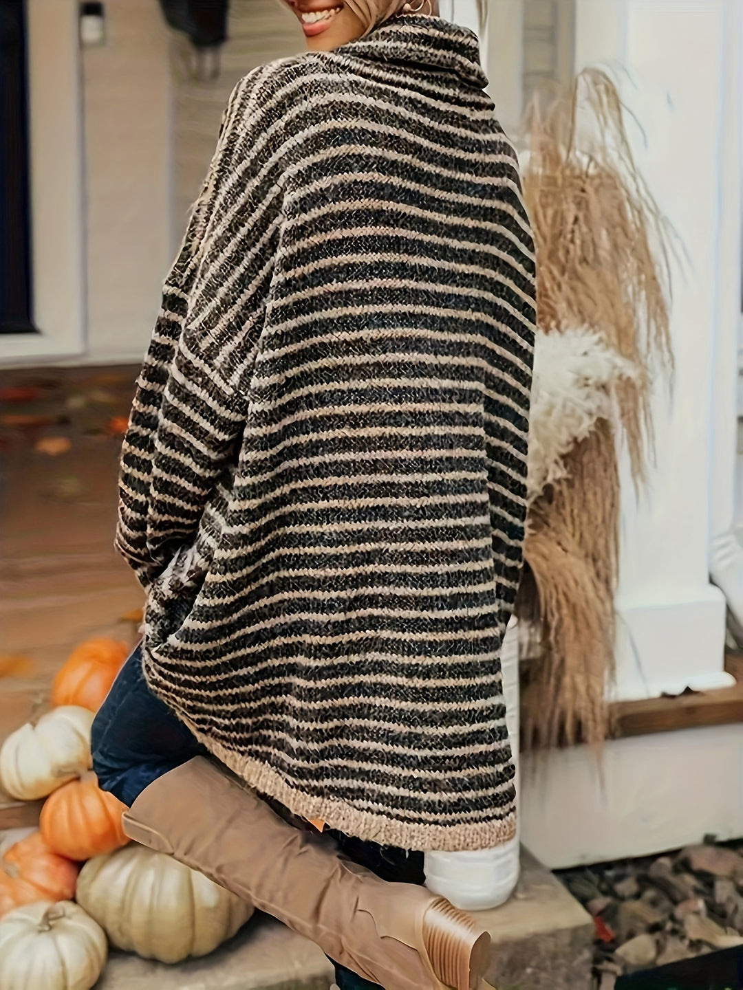Geraldine | Relaxed High-Neck Striped Sweater