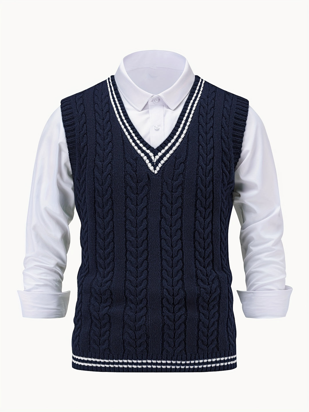 Gideon | Cable-Knit V-Neck Sweater Vest