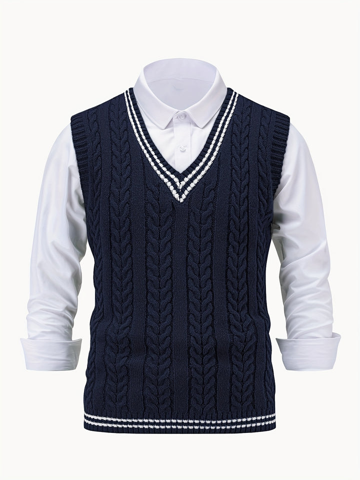 Gideon | Cable-Knit V-Neck Sweater Vest
