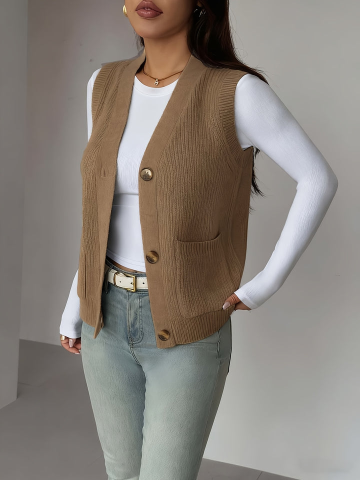 Miriam | Buttoned V-Neck Knit Vest