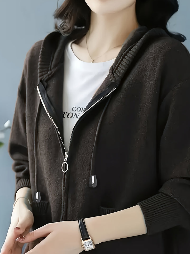 Rowena | Cozy Zip-Up Hooded Cardigan