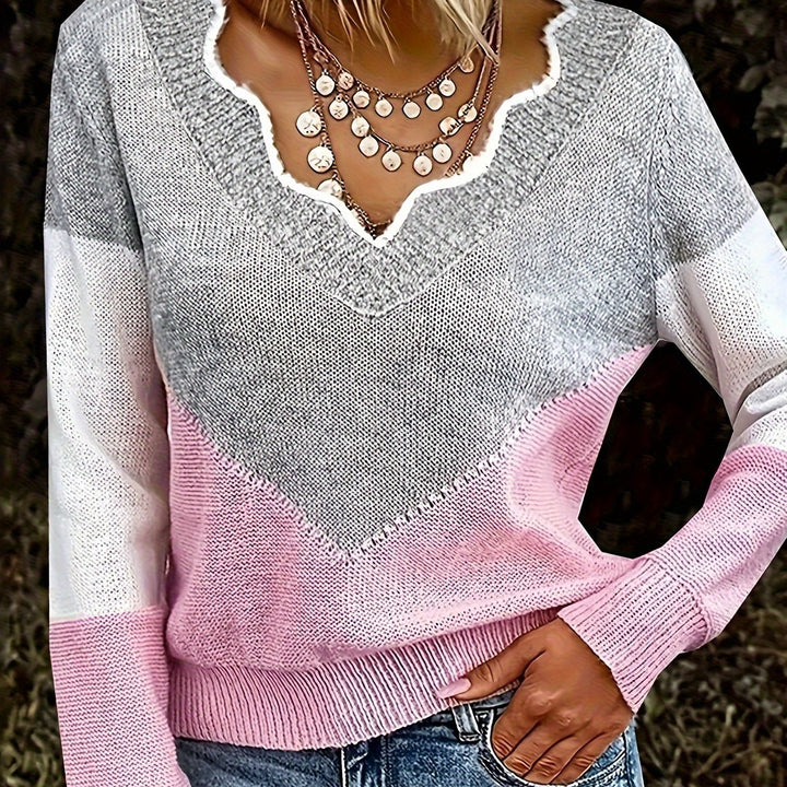 Renata | Colorblock V-Neck Sweater