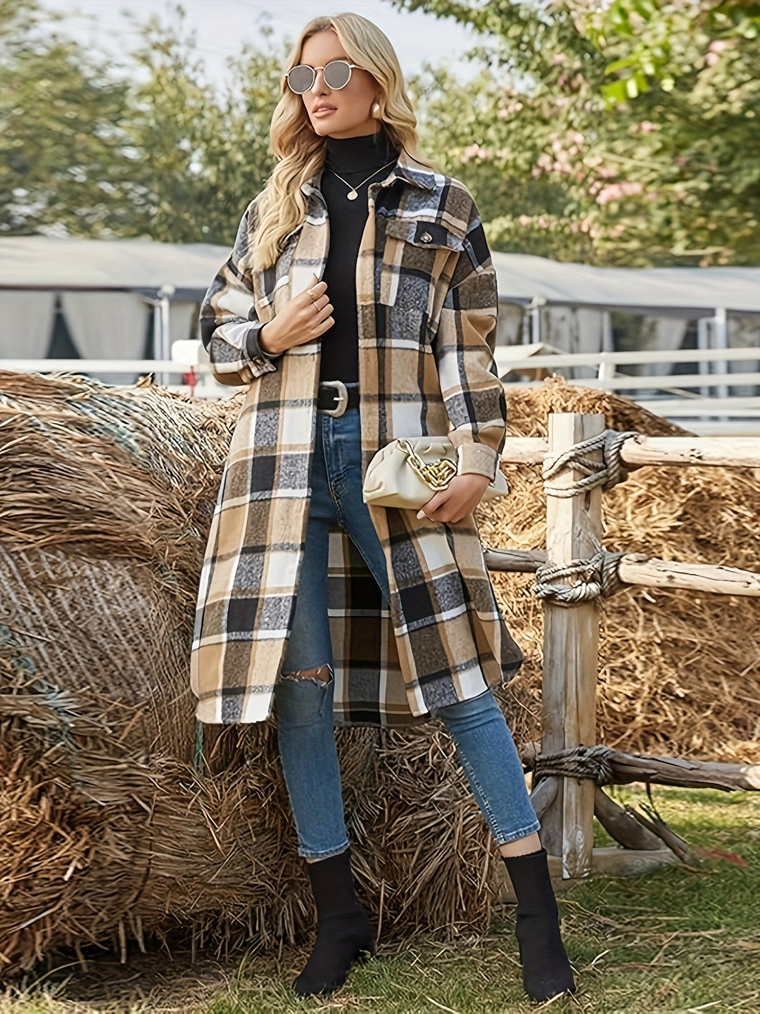 Rosamund | Longline Plaid Coat