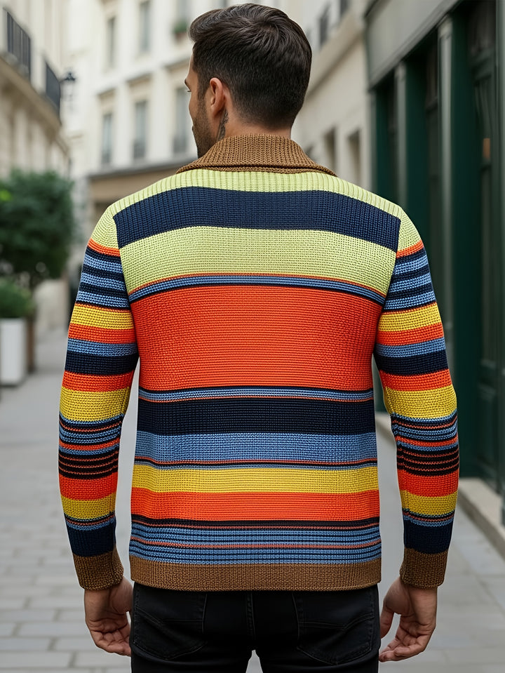 Callen | Striped Shawl-Collar Cardigan