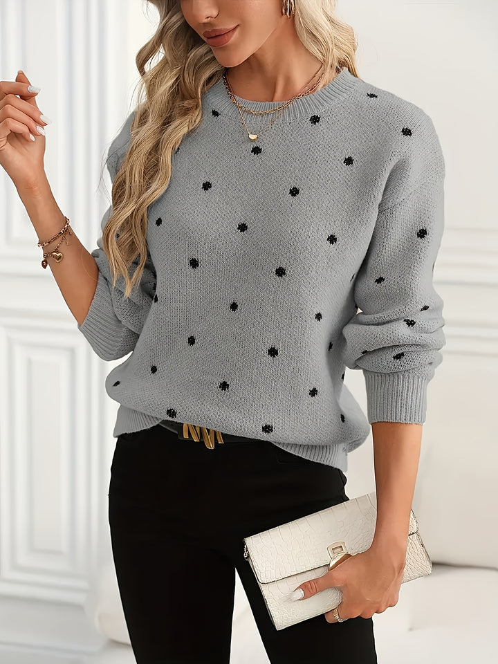 Isabel | Polka Dot Crew Neck Sweater