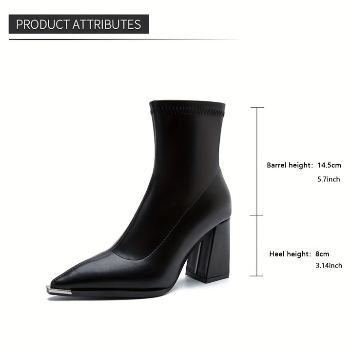 Josephine | Pointed-Toe Chunky Heel Ankle Boots