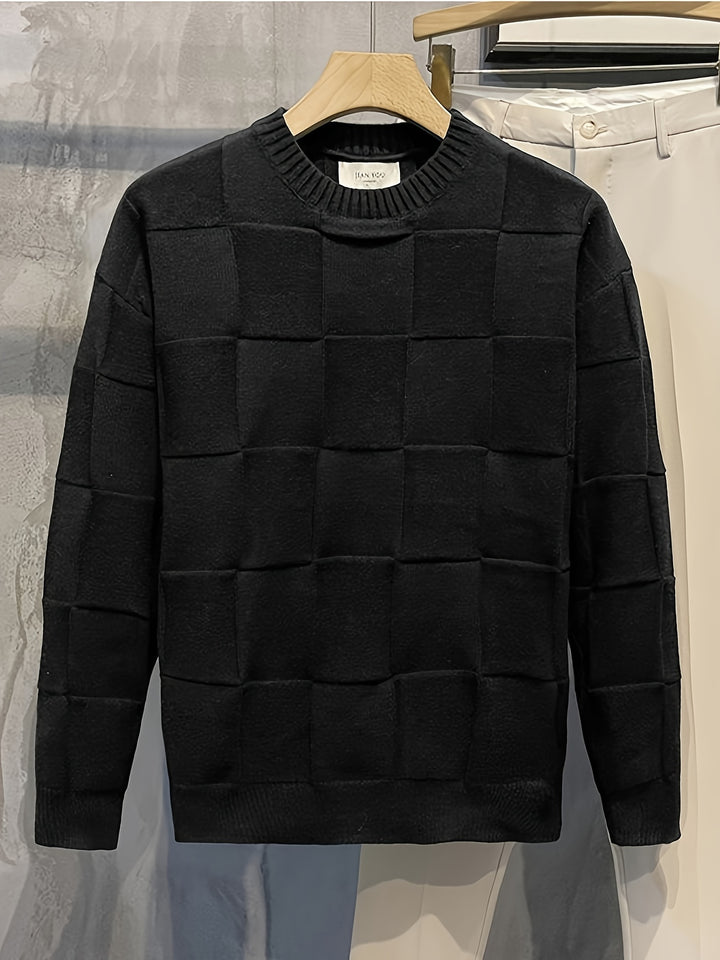 Sullivan | Textured Check Crewneck Sweater