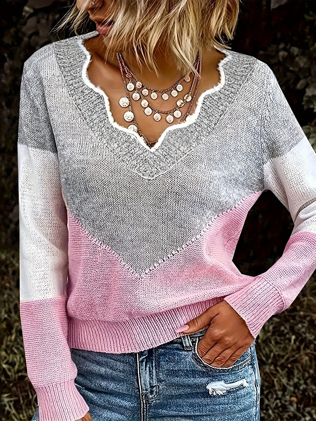 Renata | Colorblock V-Neck Sweater