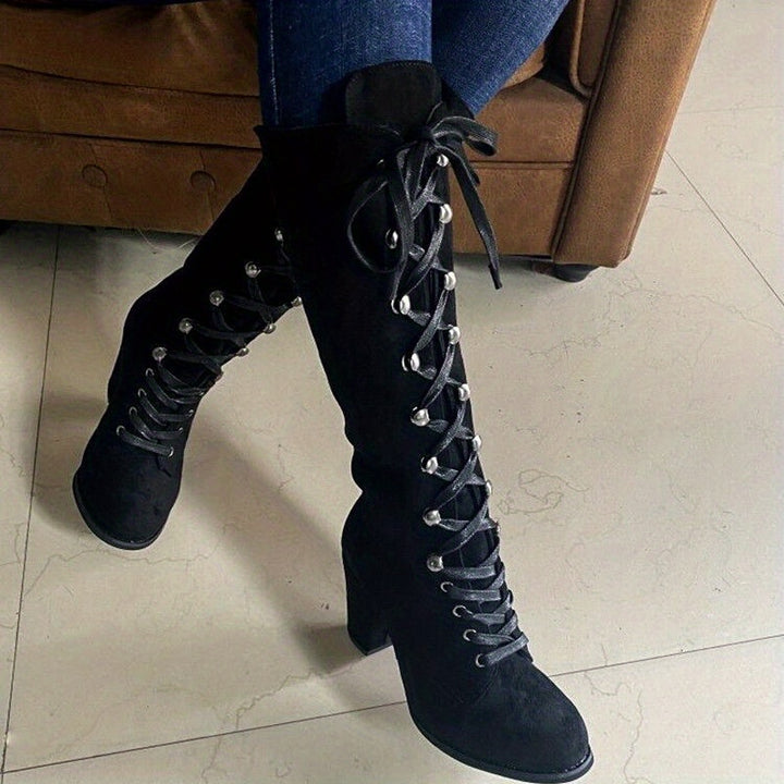 Sabine | Lace-Up Chunky-Heel Tall Boots