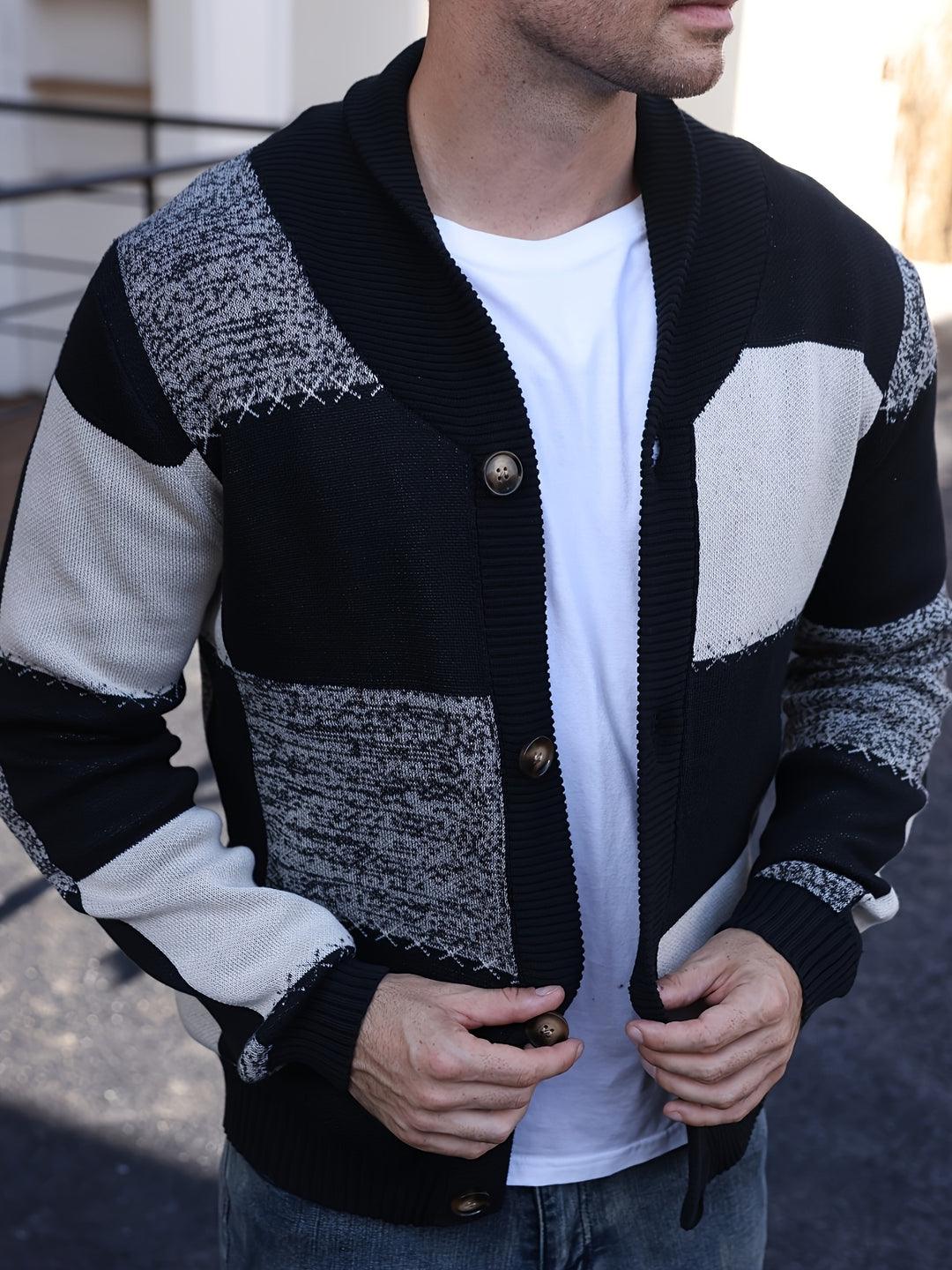 Vincent | Color-Blocked Button-Up Cardigan