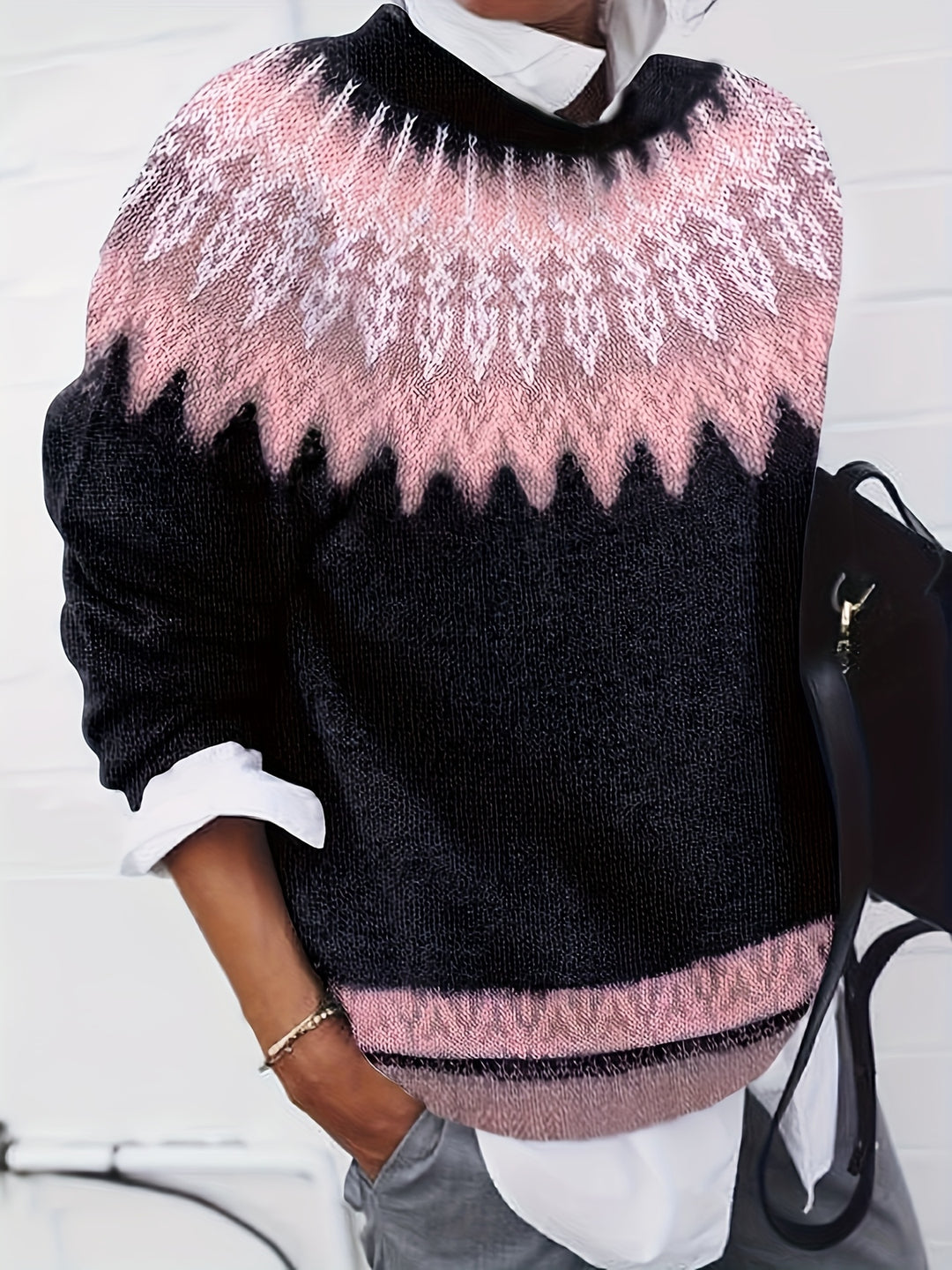 Brenna | Chunky Jacquard Round Neck Sweater
