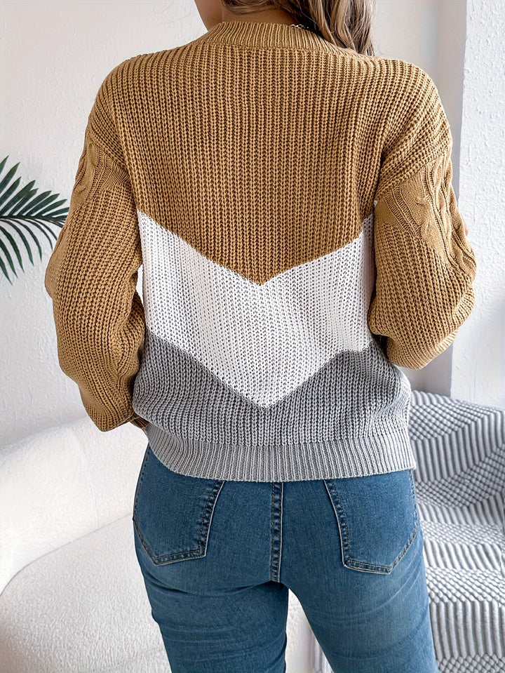 Blythe | Color-Block Round Neck Sweater