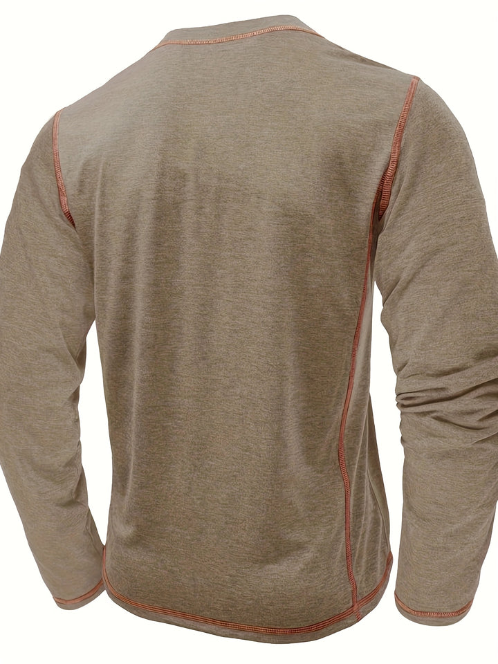 Reuben | Contrast-Stitch Long Sleeve Henley