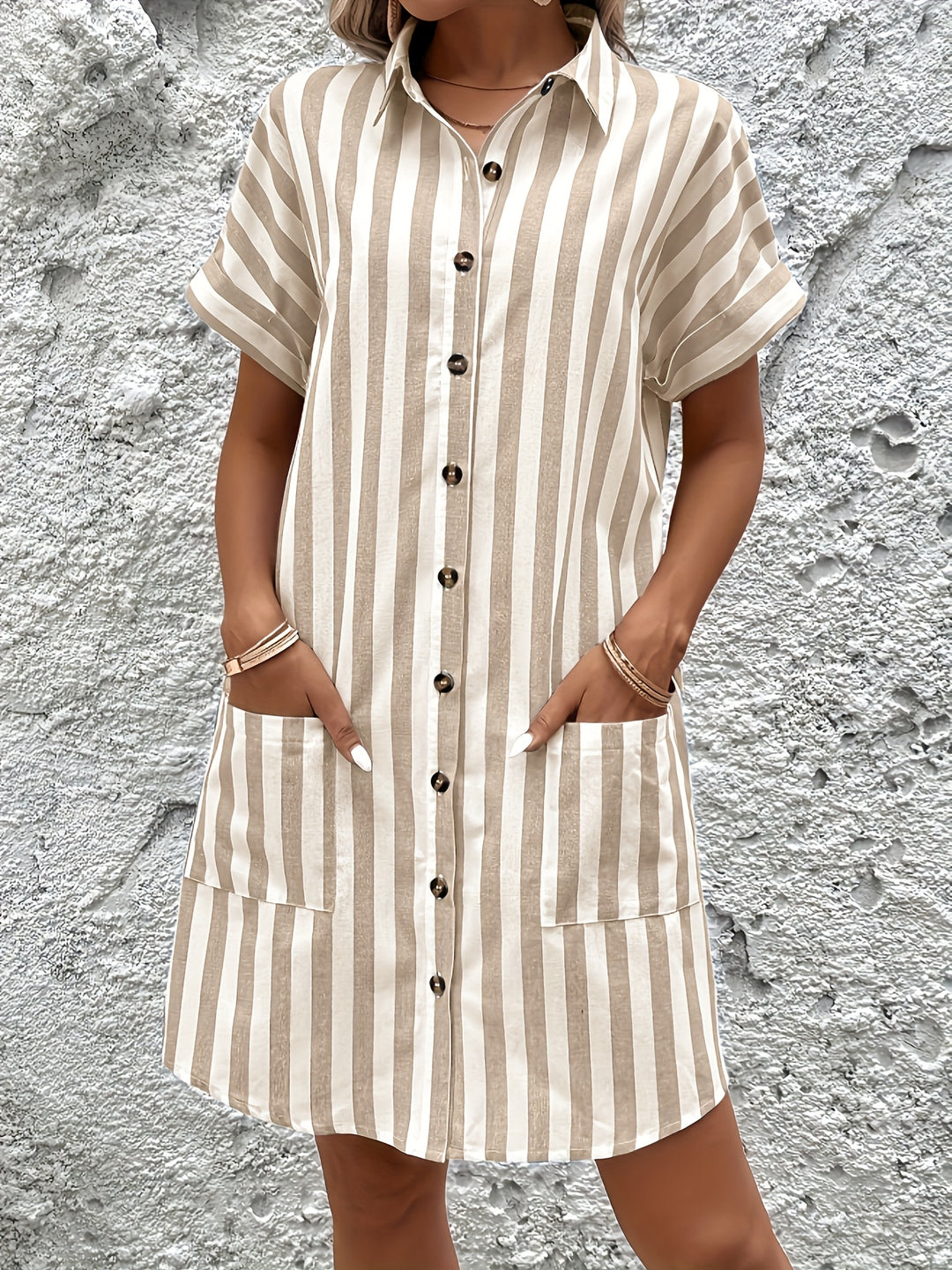 Marion | Belted Striped Shirt Dress
