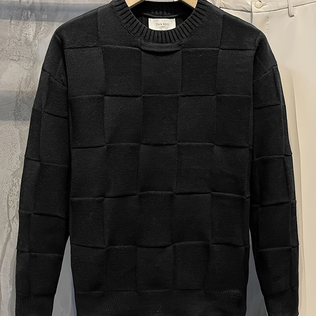 Sullivan | Textured Check Crewneck Sweater