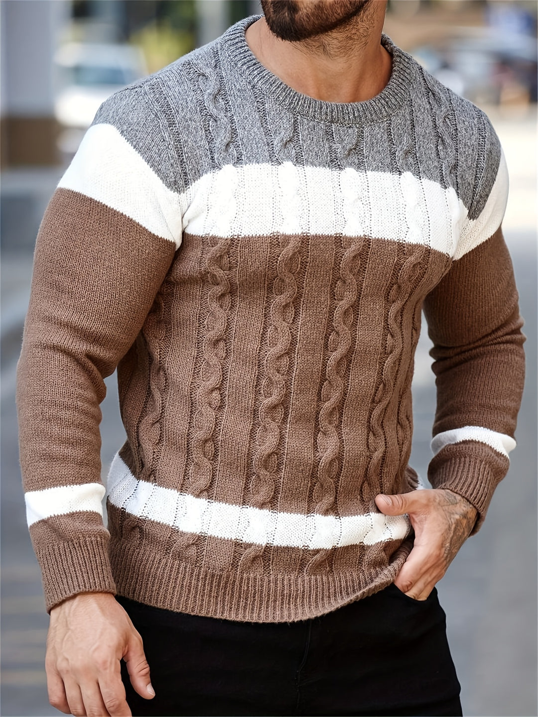 Ethan | Color Block Knit Sweater