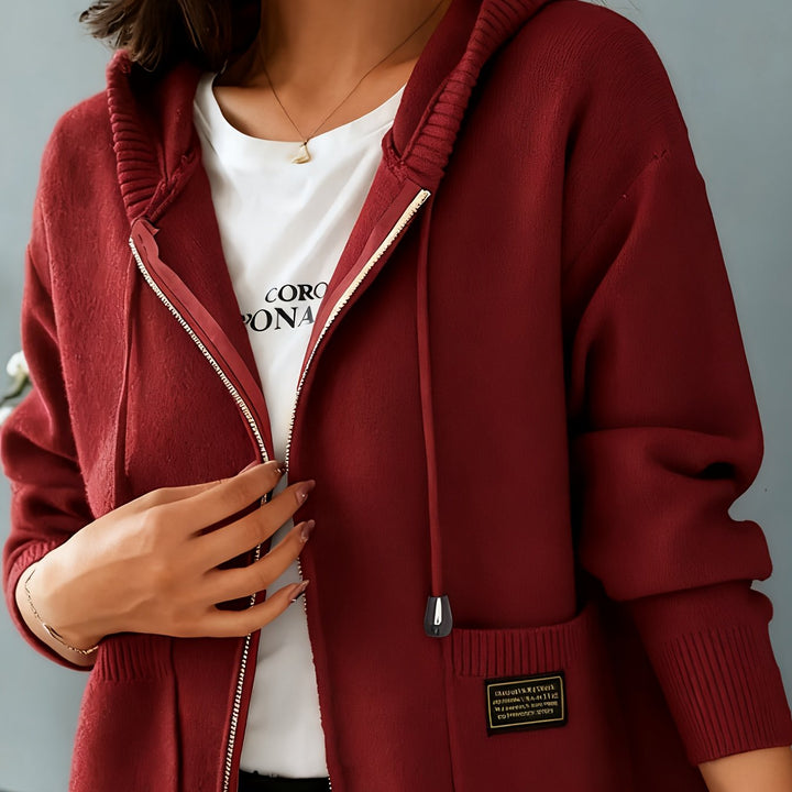 Rowena | Cozy Zip-Up Hooded Cardigan