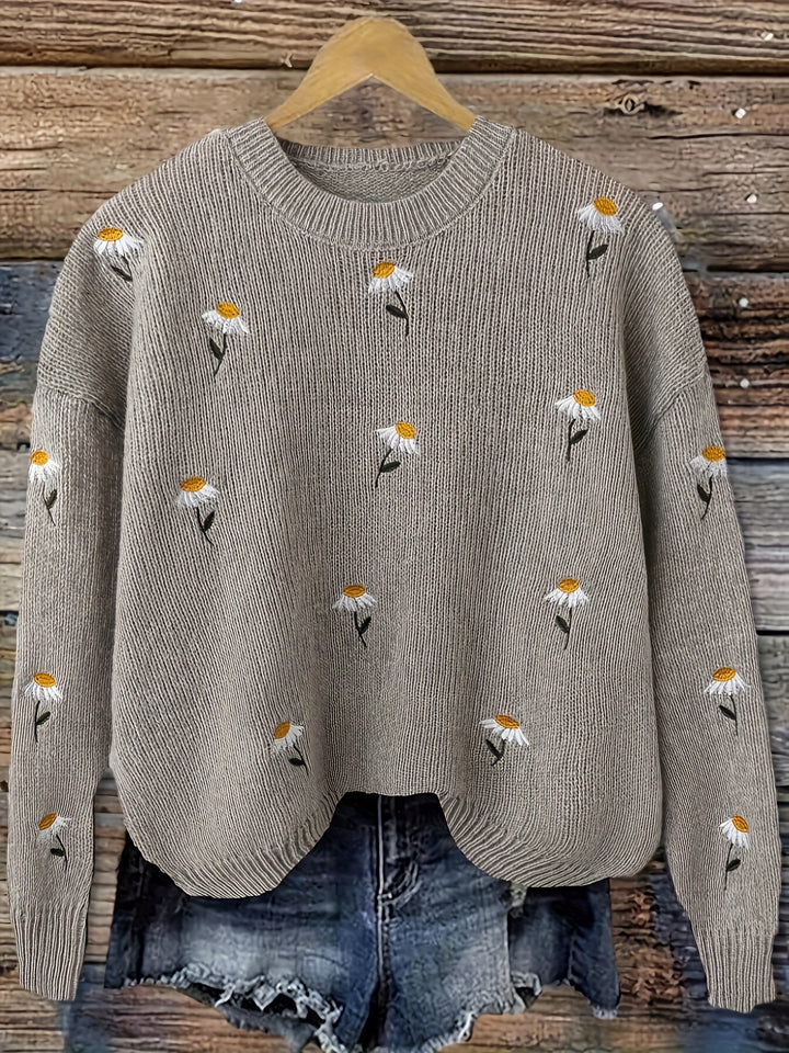Daphne | Floral Embroidered Long-Sleeve Sweater
