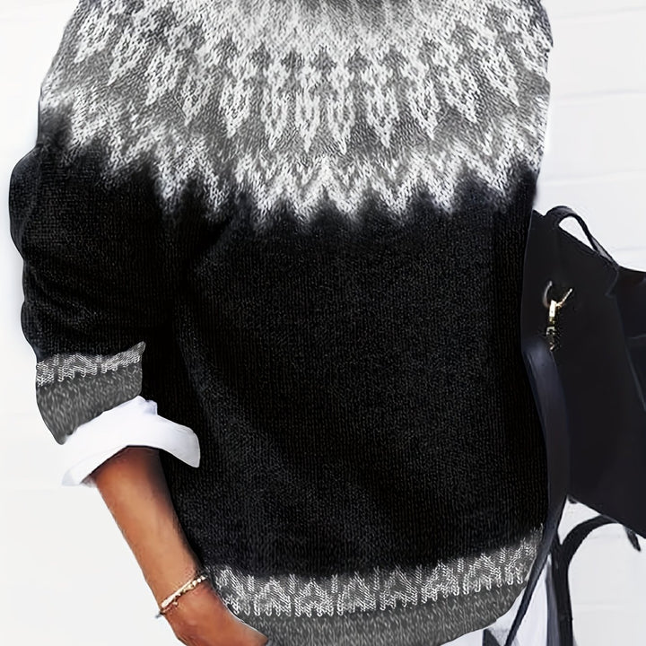 Brenna | Chunky Jacquard Round Neck Sweater