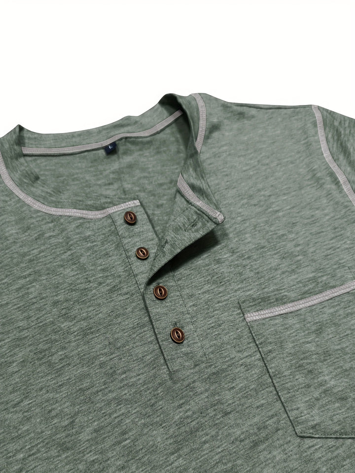 Reuben | Contrast-Stitch Long Sleeve Henley