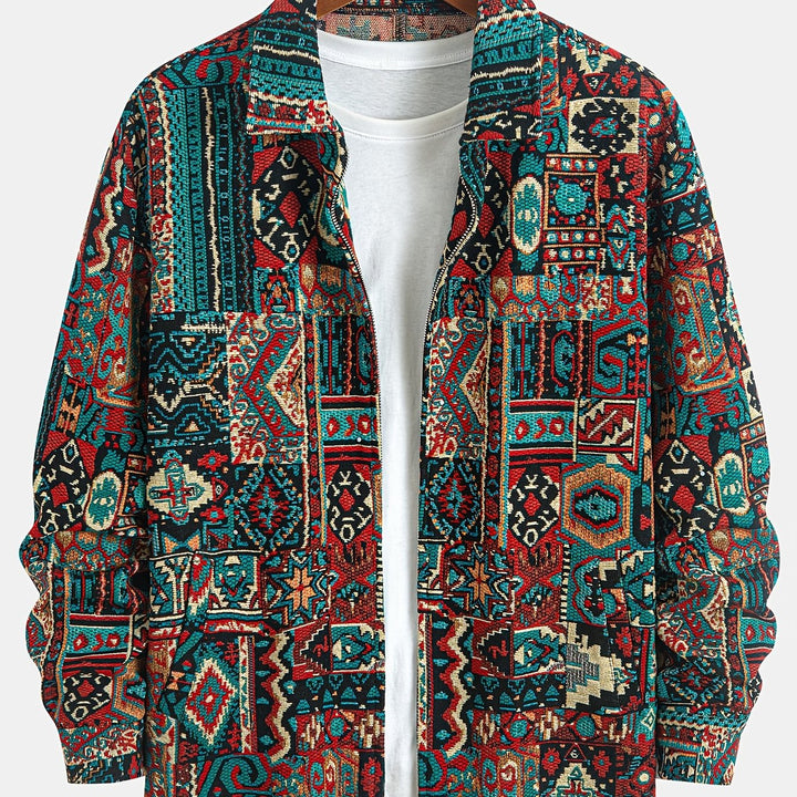Bryson | Patterned Lapel Zip Jacket