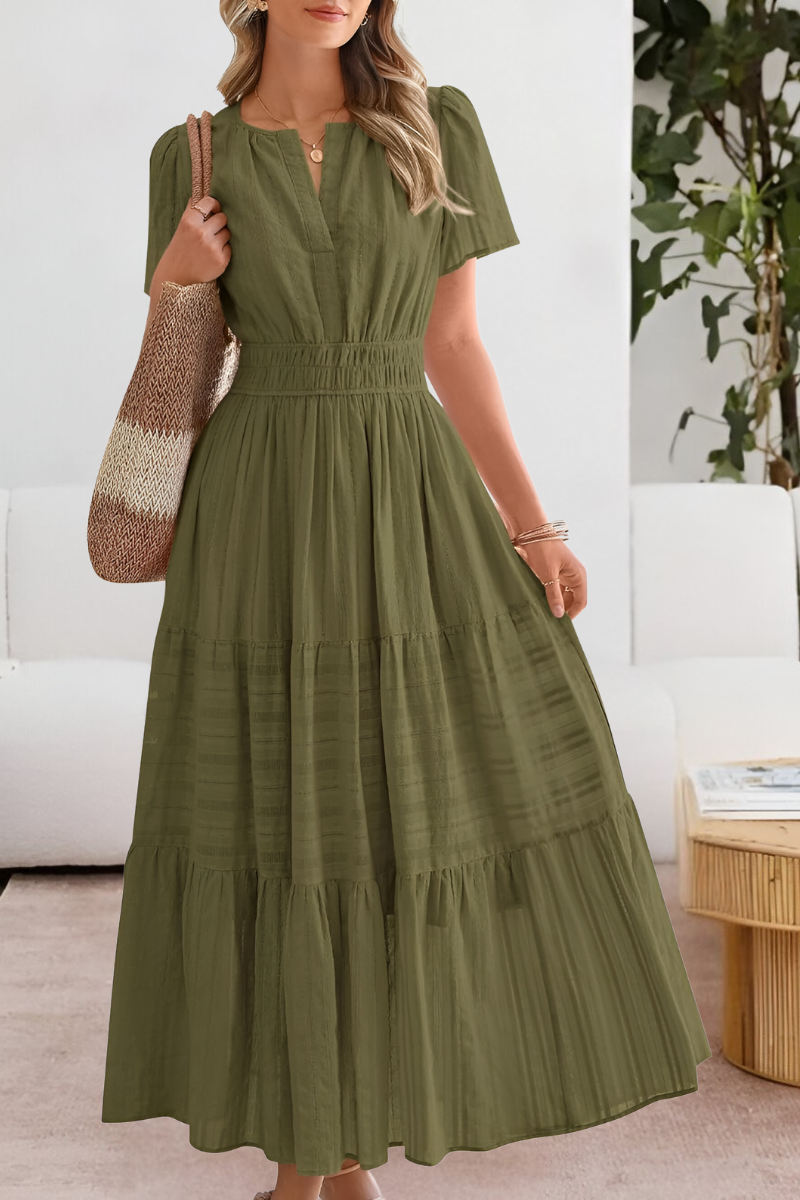 Daphne | Tiered Flutter-Sleeve Maxi Dress