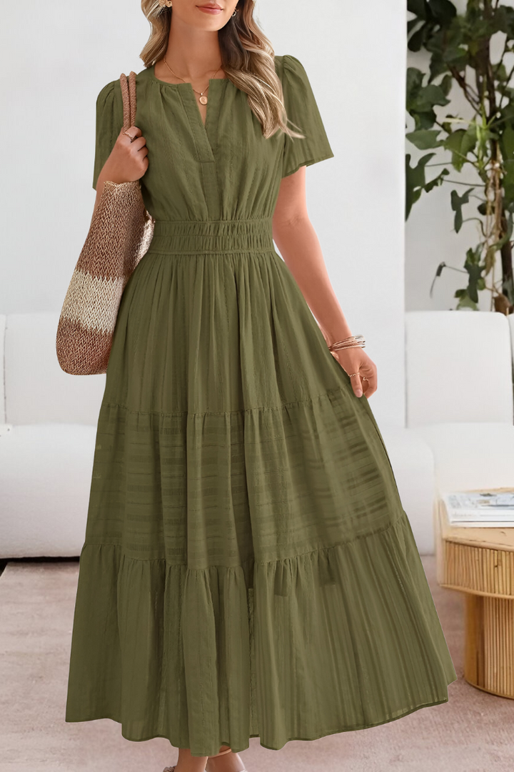 Daphne | Tiered Flutter-Sleeve Maxi Dress