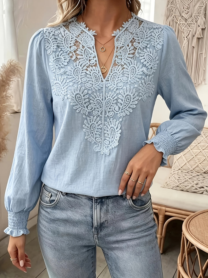 Delia | Embroidered V-Neck Blouse