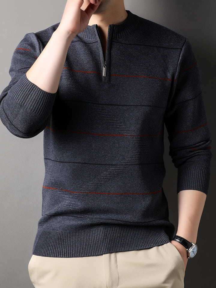 Garrick | Refined Striped Zip-Neck Sweater