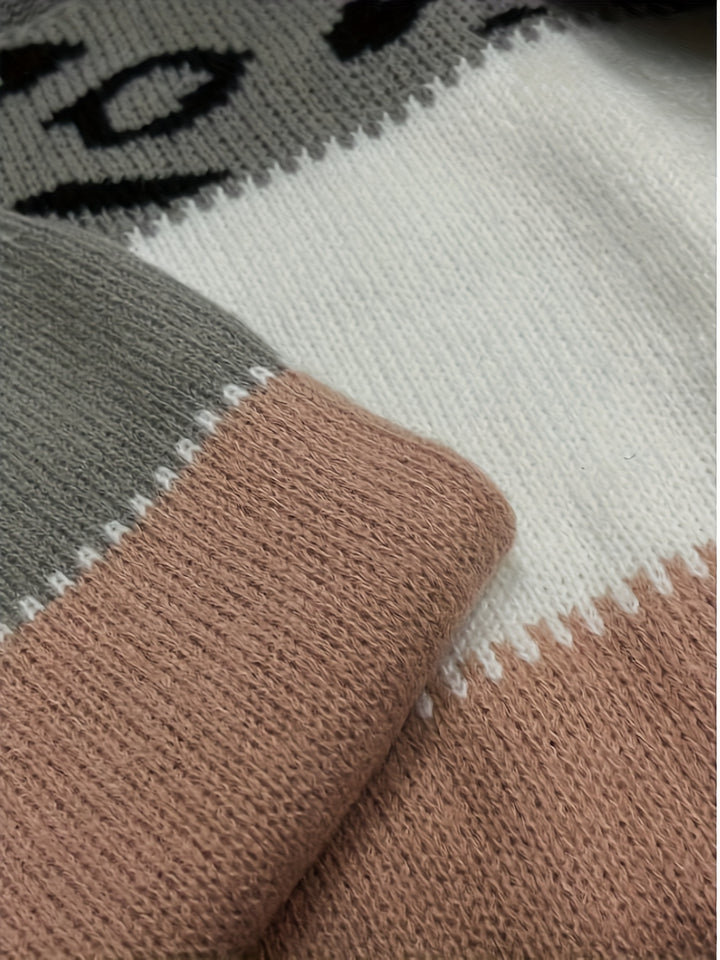 Tamsin | Patterned Colour-Block Sweater