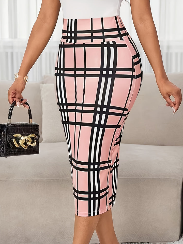 Rosa | Refined Plaid Pencil Skirt