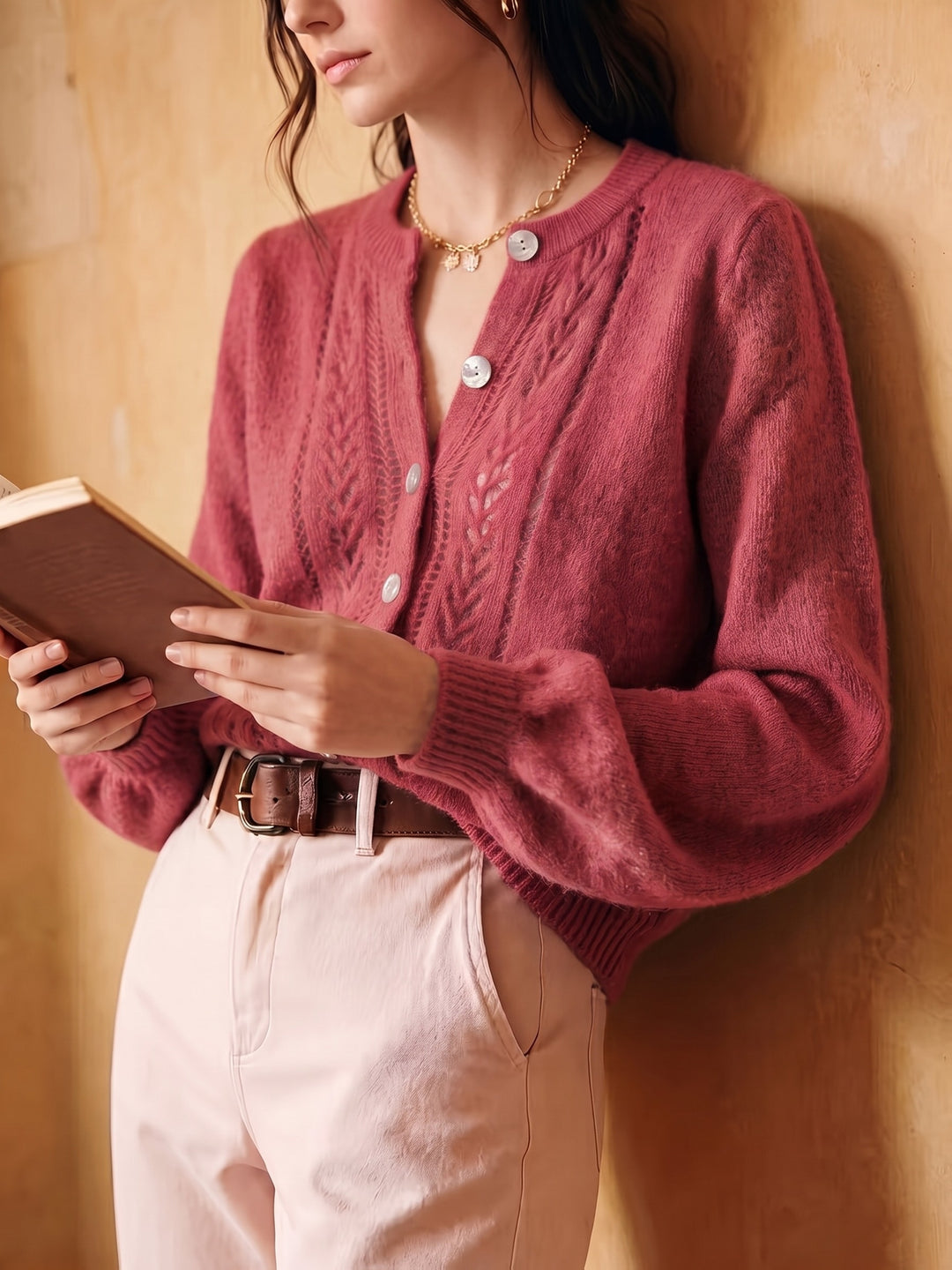 Adeline | Softly Textured Round-Neck Cardigan