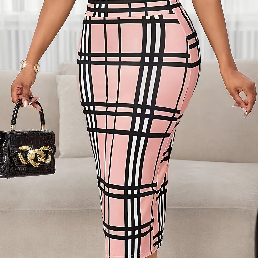 Rosa | Refined Plaid Pencil Skirt