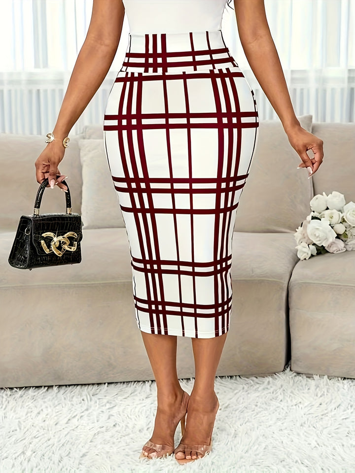 Rosa | Refined Plaid Pencil Skirt