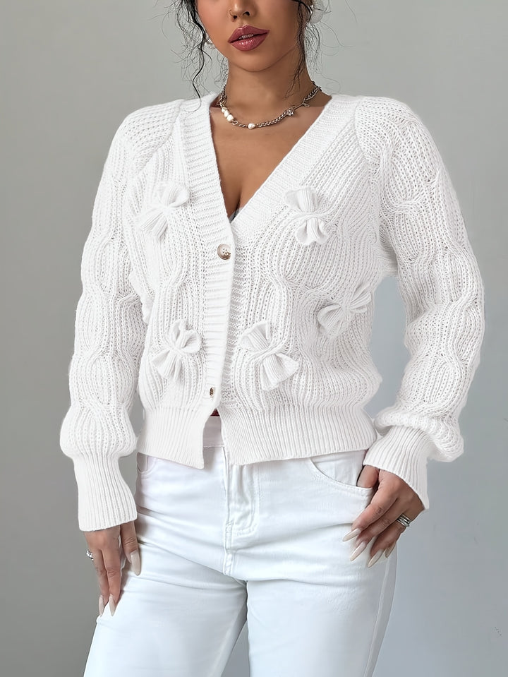 Juniper | Soft Bow-Detail Long Sleeve Cardigan