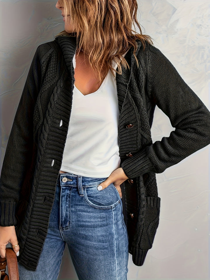 Winona | Cozy Hooded Button Cardigan