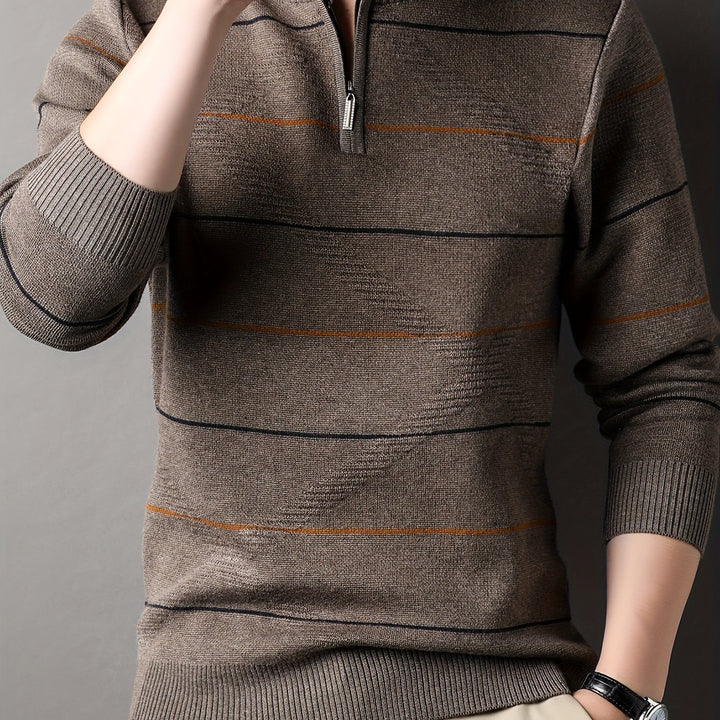 Garrick | Refined Striped Zip-Neck Sweater