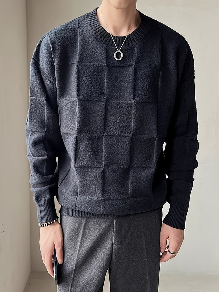 Sullivan | Textured Check Crewneck Sweater