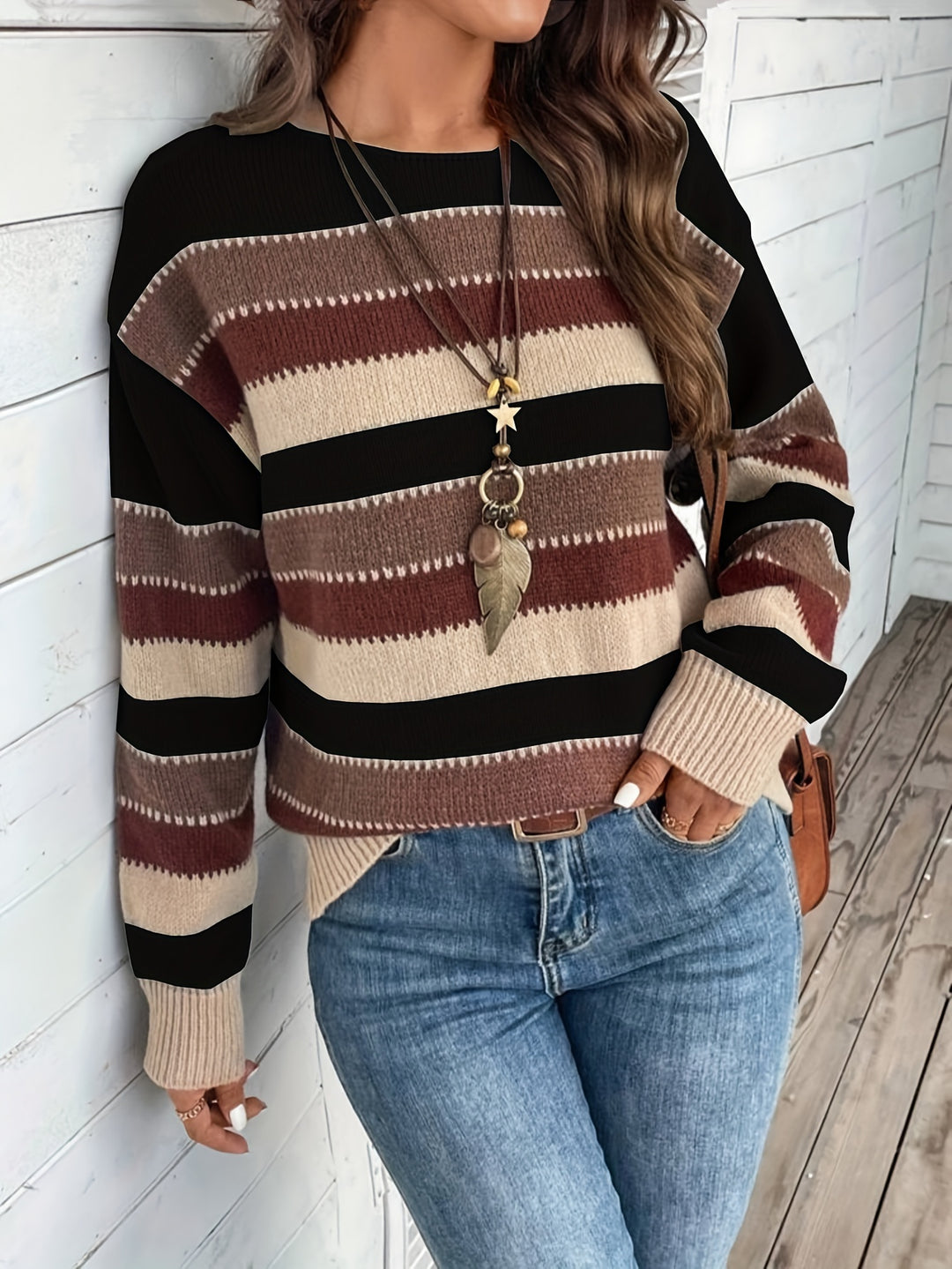 Maren | Cozy Striped Round-Neck Sweater