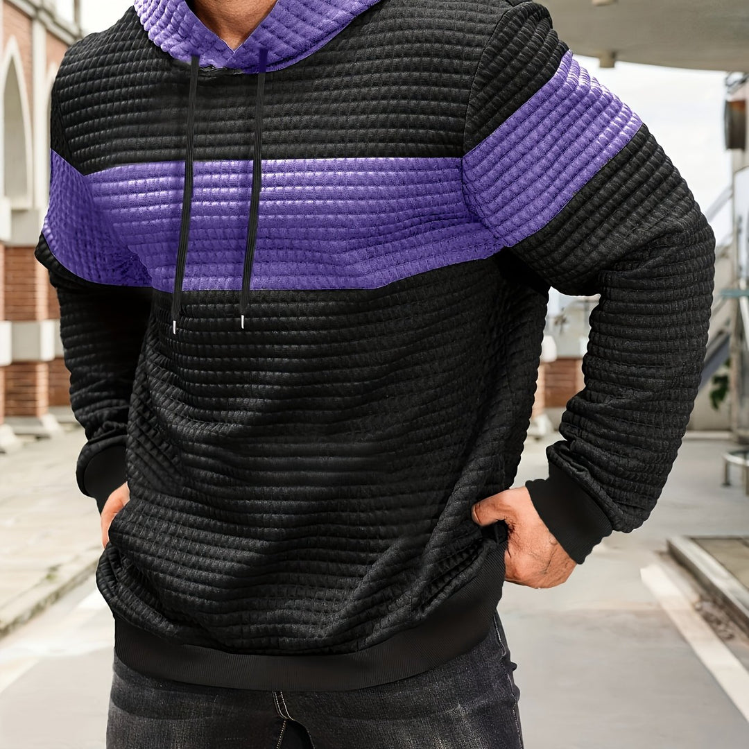 Hayes | Textured Colour-Block Hoodie