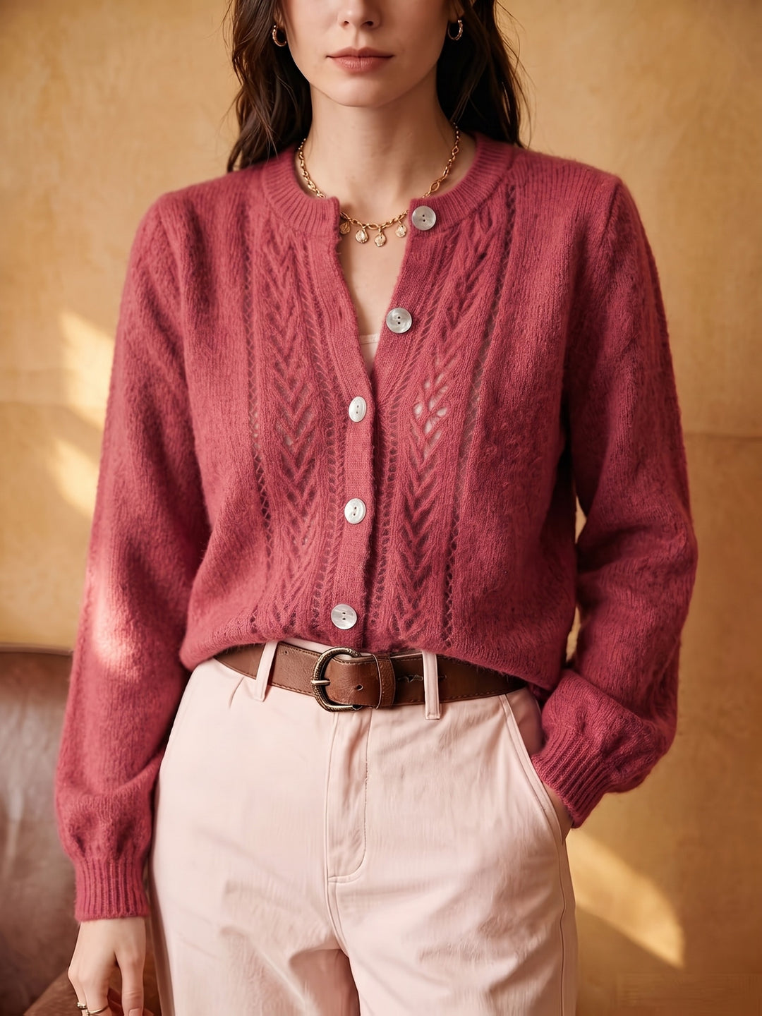 Adeline | Softly Textured Round-Neck Cardigan