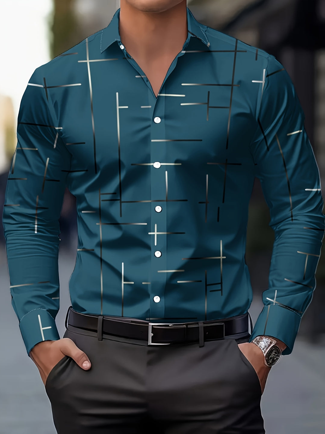Malcolm | Refined Line-Print Shirt