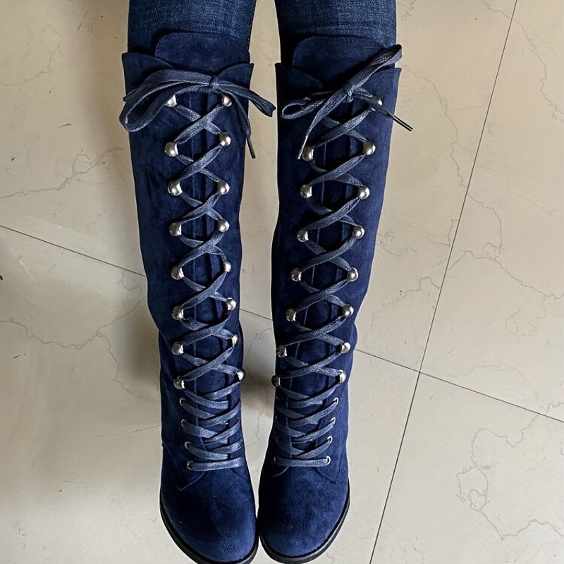 Sabine | Lace-Up Chunky-Heel Tall Boots