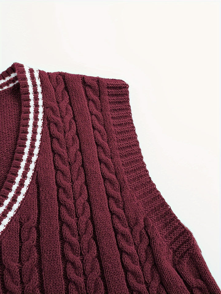 Gideon | Cable-Knit V-Neck Sweater Vest