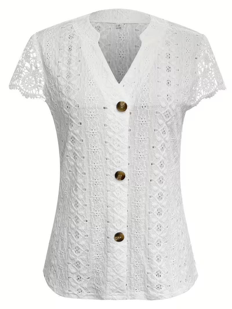 Ariana | Elegant Button V-Neck Shirt