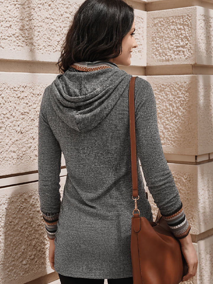 Isabel | Cowl-Neck Patterned Button Top