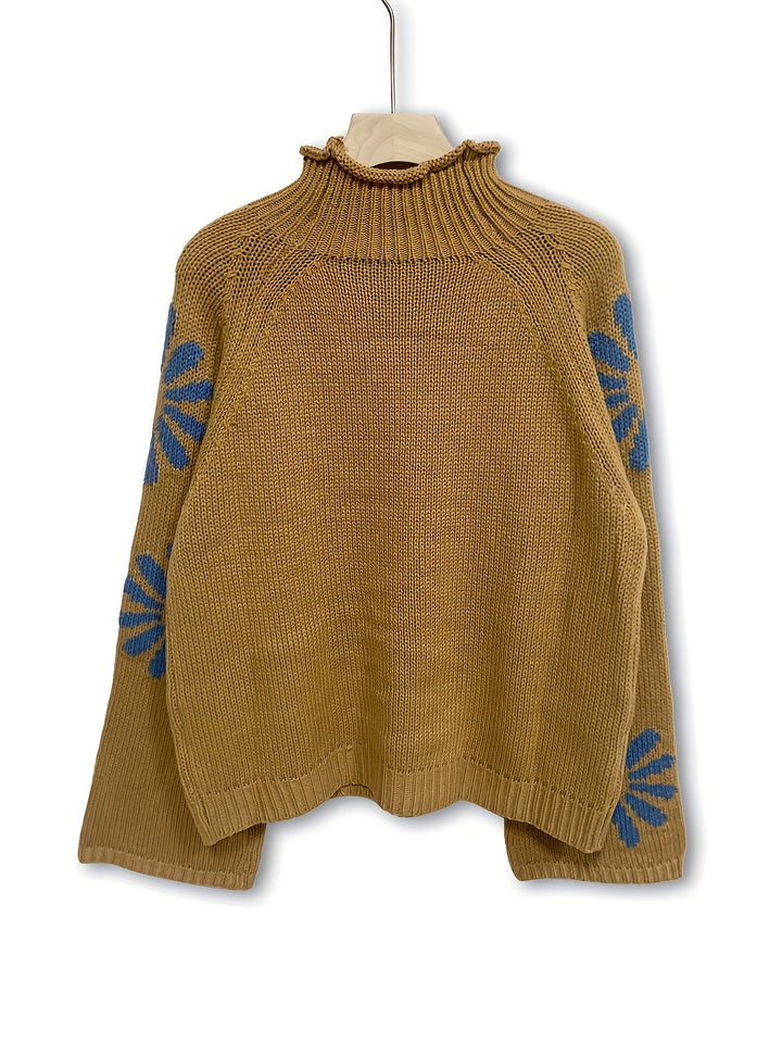 Sienna | Blossom-Knit High Neck Sweater