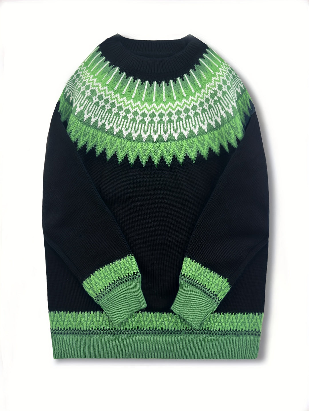 Brenna | Chunky Jacquard Round Neck Sweater