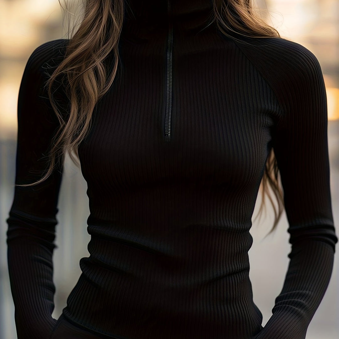 Sadie | Half-Zip High-Neck Top